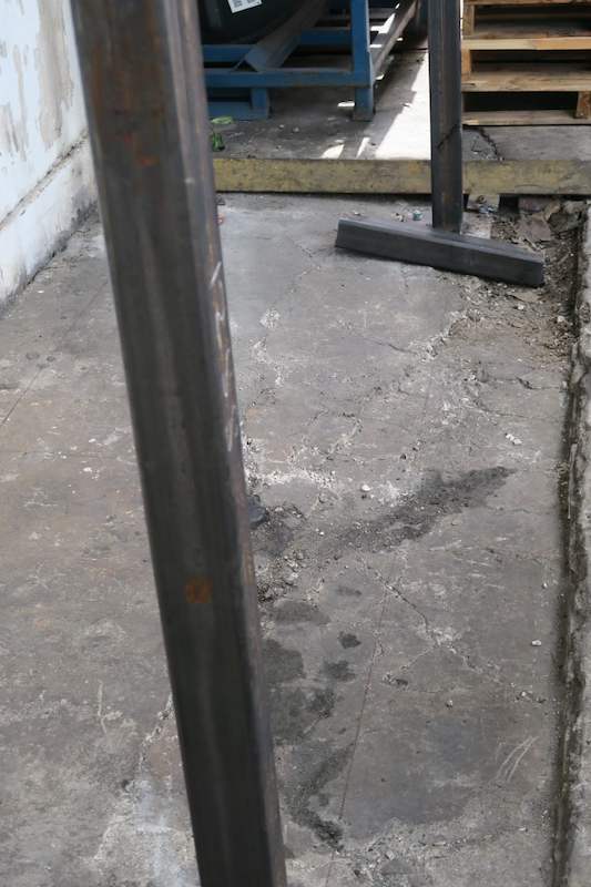 Single steel upright standing on its base plate before the beams are fitted - V5000 Racking - V5-1 | Wong Lye Racking, Singapore Racking Manufacturer