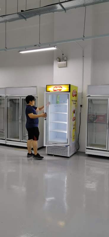 Glass-door drinks chillers along the wall of the store - Boltless Racking - B1 | Wong Lye Racking, Singapore Racking Manufacturer