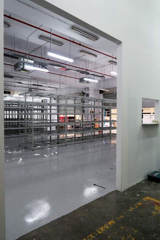 Boltless shelving rows seen through the doorway of the unit - Boltless Racking - B7 | Wong Lye Racking, Singapore Racking Manufacturer