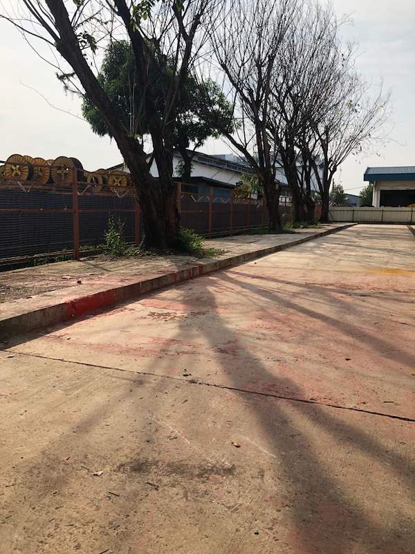 Before: open concrete yard with trees along the boundary before the racking was built - V10000 Racking - V10-1 | Wong Lye Racking, Singapore Racking Manufacturer