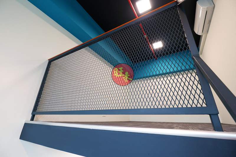 Black mesh safety railing around the loft edge, looking down to the floor below - V5000 Racking - V5-26 | Wong Lye Racking, Singapore Racking Manufacturer